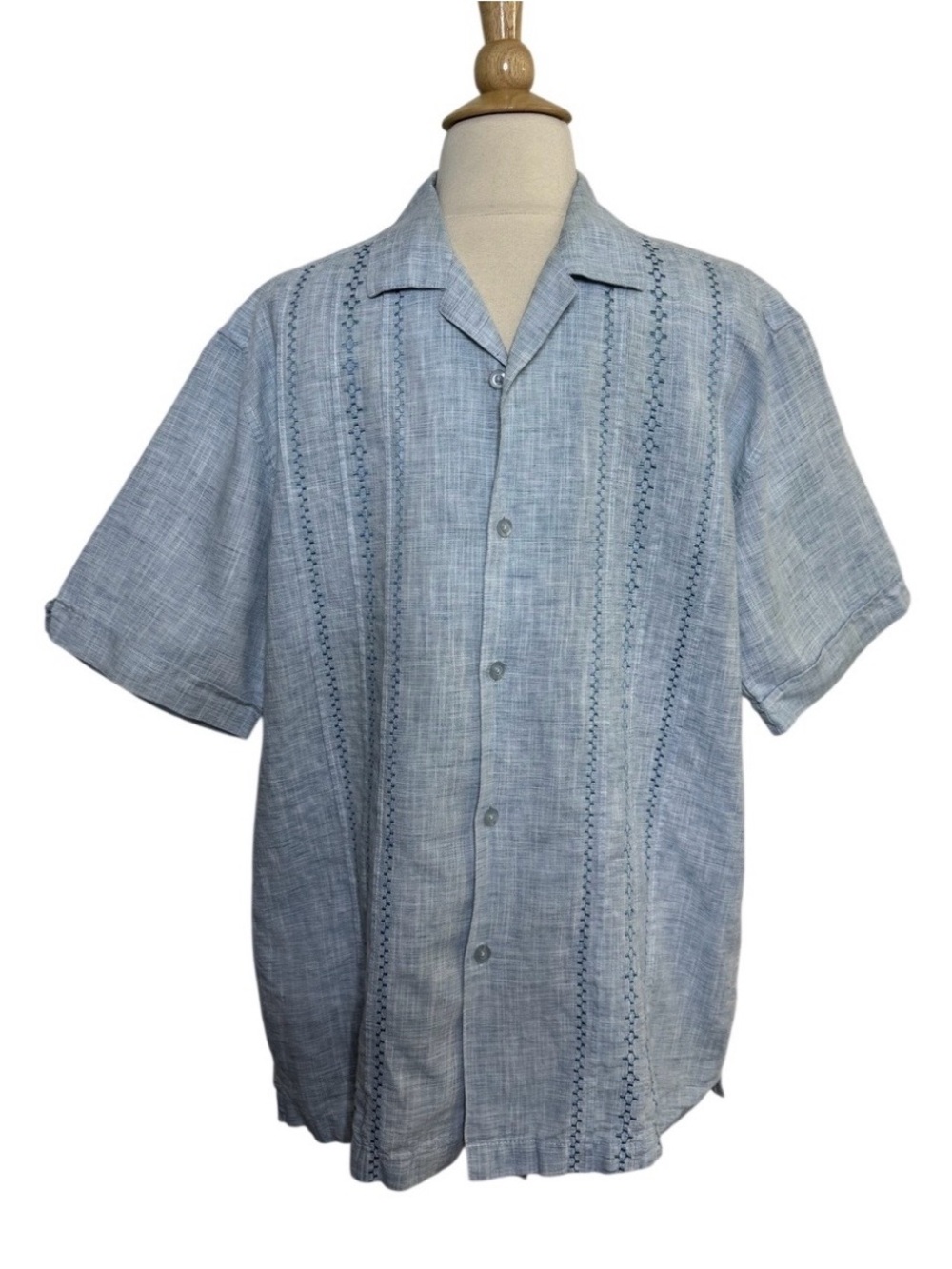 Cubavera Light Blue Short Sleeve Button-Down Shirt